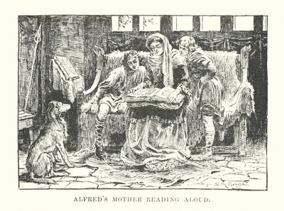 Alfreds mor læser højt (kobberstik) af English School