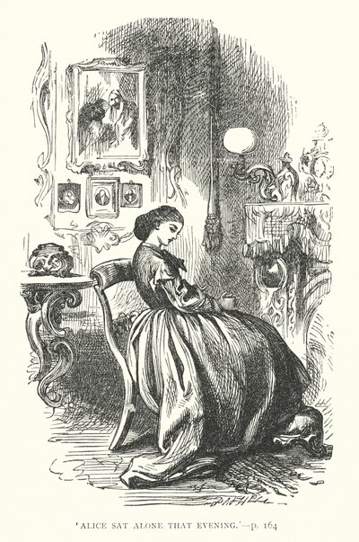 "Alice sad alene den aften" (kobberstik) af English School