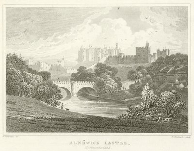 Alnwick Castle, Northumberland (gravering) af English School