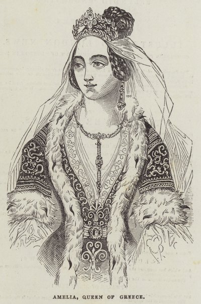 Amelia, dronning af Grækenland (gravering) af English School