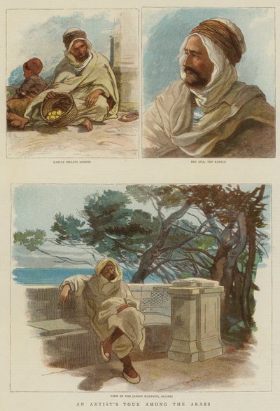 En kunstnertur blandt araberne (farvegravering) af English School