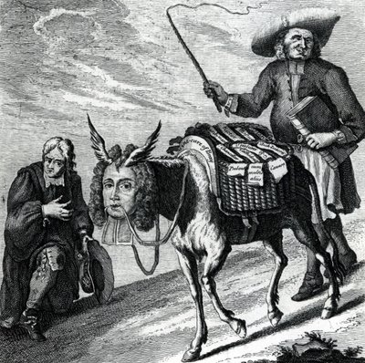 Et æsel fyldt med kirkelige præferencer, 1737 af English School