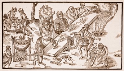 An Irish Banket, 1581 (sepia foto) af English School