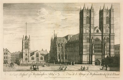 En østlig udsigt til Westminster Abbey, London af English School
