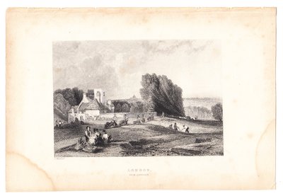 En gravering af London fra Highgate, omkring 1800 (gravering) af English School