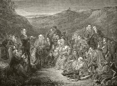 Et friluftsmøde mellem Scottish Covenanters, fra 