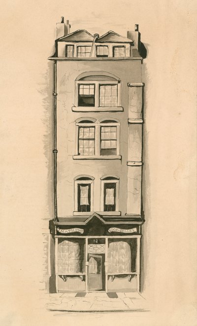 En original akvareltegning af 18 Strand, Westminster, London, fødested for Charles Matthews, komiker (wc på papir) af English School