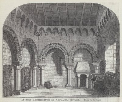 Gammel arkitektur i Newcastle-on-Tyne (gravering) af English School