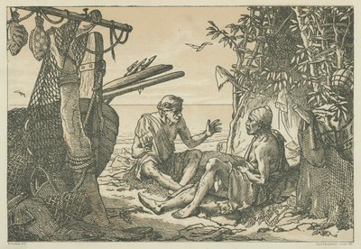 Gamle græske fiskere (litografi) af English School