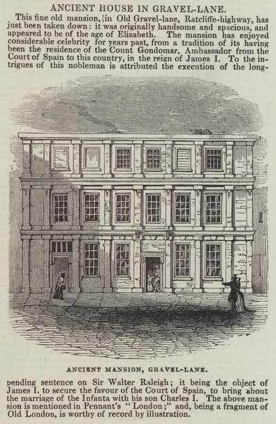 Gammelt hus i Gravel-Lane (gravering) af English School