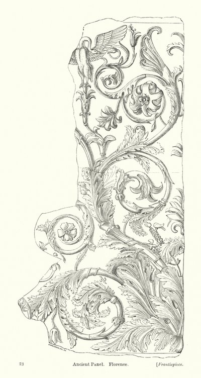 Ancient Panel, Firenze (gravering) af English School