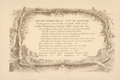 De gamle romerske mure i Chester (litografi) af English School