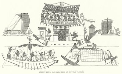 Gamle skibe, faksimile fra et egyptisk maleri (gravering) af English School