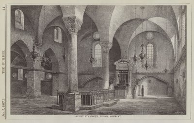 Ancient Synagogue, Worms, Tyskland (gravering) af English School