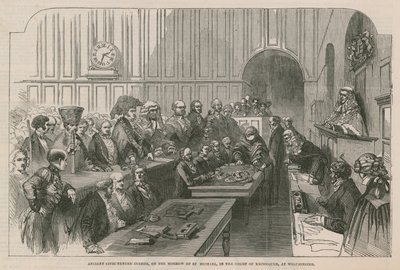 Gamle borgerlige skik, på spejlet af St Michael, i Court of Exchequer, i Westminster af English School