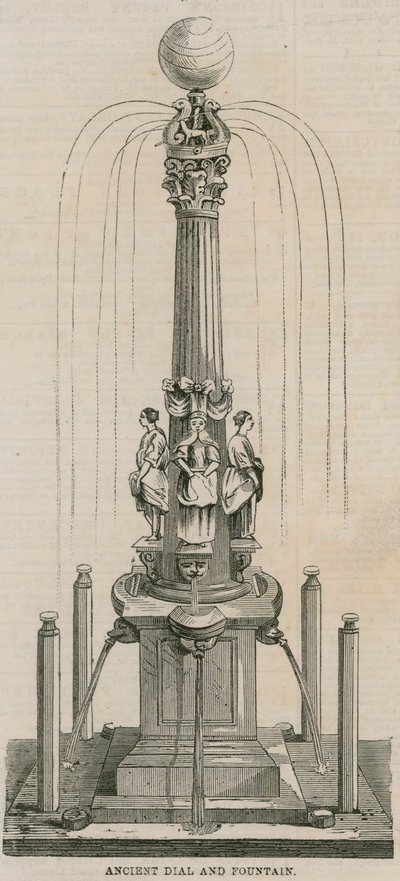 Gammel urskive og springvand, rejst i 1656 ved Leadenhall Corner, London af English School