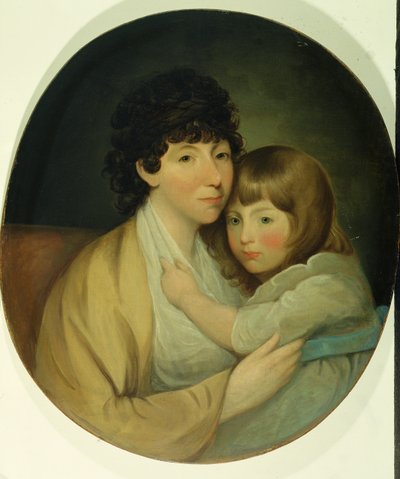 Anna Maria White (Mrs Charles Trench) og barn (olie på lærred) af English School