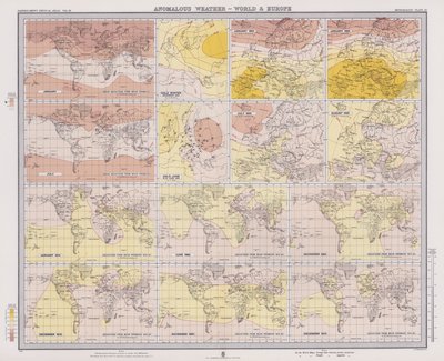 Anomales Wetter, Welt und Europa (Farblithografie) von English School