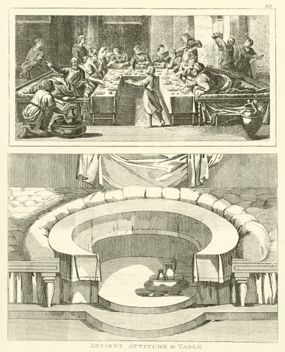 Gammel holdning ved bordet (gravering) af English School