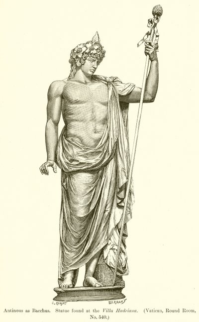 Antinøs som Bacchus. Statue fundet ved Villa Hadriana. (Vatikanet, rundt værelse, nr. 540) af English School