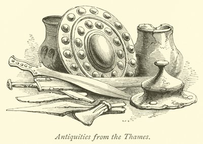 Antiquities from the Thames  af English School