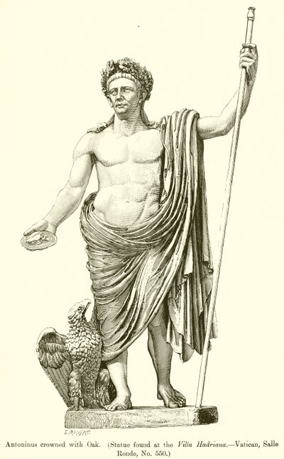 Antoninus kronet med eg. (Statue fundet ved Villa Hadriana.--Vatikanet, Salle Ronde, nr. 550) af English School