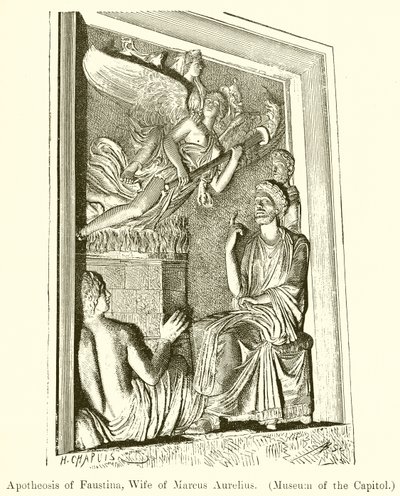 Apoteose af Faustina, kone til Marcus Aurelius. (Museum of Capitol) af English School