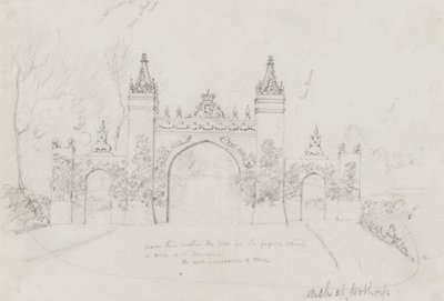 Arch ved Wothorp, Cambridgeshire, opført for at byde dronning Victoria og prins Albert velkommen på vej til Burghley House af English School