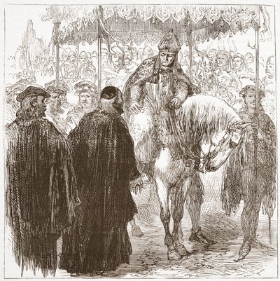 Ærkebiskop Arundel i Oxford, illustration fra The History of Protestantism af James Aitken Wylie (1808-1890), pub. 1878 af English School