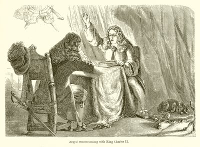 Argyll remonstrerer med kong Charles II af English School