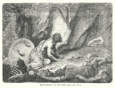 Aristomenes in der Höhle sieht den Fuchs von English School