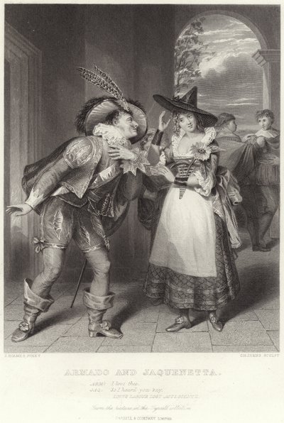 Armado og Jaquenetta, Loves Labor Lost, Act I, Scene II af English School