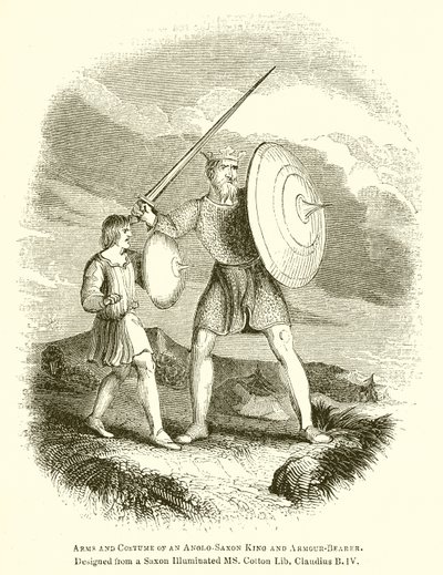 Våben og dragt af en angelsaksisk konge og rustningsbærer af English School