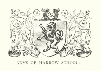 Harrow Skoles våbenskjold (gravering) af English School