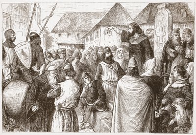 Arnold of Brescia Preaching, illustration fra The History of Protestantism af James Aitken Wylie (1808-1890), pub. 1878 af English School