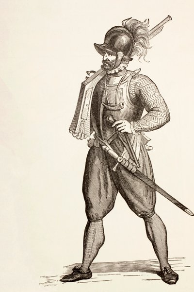 Arquebusier fra det 16. århundrede, ca. 1880 af English School