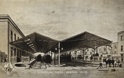 Ankomst- og afgangsskure, Euston 1838 af English School