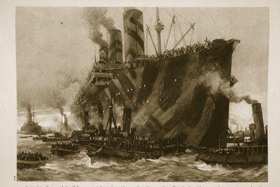 Ankomst til Frankrig af den amerikanske transport Leviathan, det engangs tyske linjeskib, Vaterland, med 12.000 amerikanske tropper ombord, 1914-19 af English School