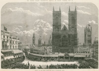 Dronning Victorias ankomst ved vestdøren til Westminster Abbey af English School