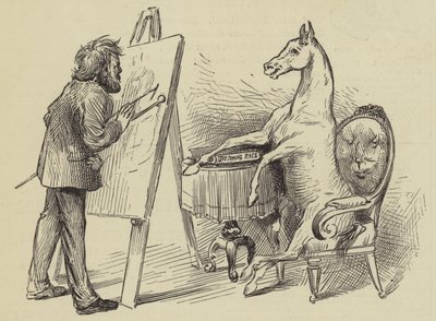 Kunstner malende hest (gravering) af English School