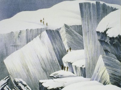 Ascending a Cliff, fra A Narrative of an Ascent to the Summit of Mont Blanc af Charles Fellows (1799-1860), udgivet 1827 af English School