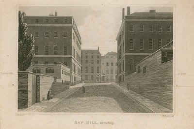 Stigende udsigt over Hay Hill, London af English School