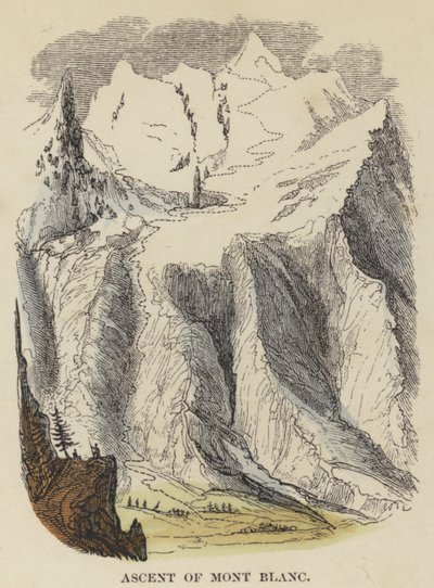 Ascent of Mont Blanc (farvet gravering) af English School