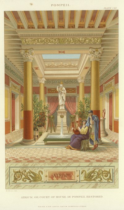 Atrium eller domstol i Pompeji af English School