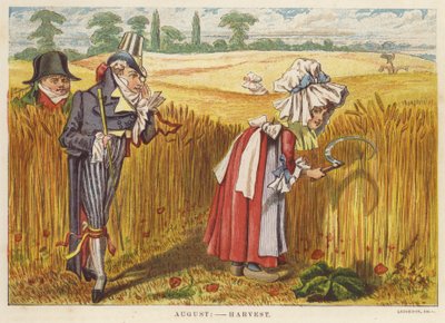 August: høst (farve litho) af English School