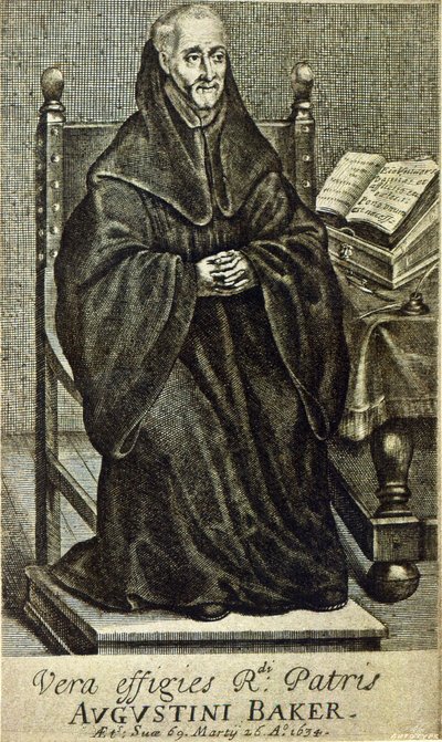 Augustini Baker, frontispice fra Holy Wisdom, trykt i 1634 af English School