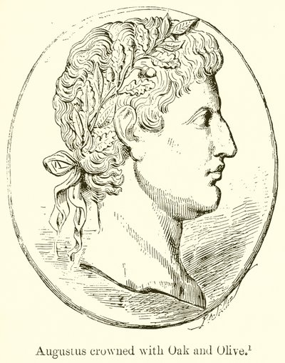 Augustus kronet med eg og oliven af English School