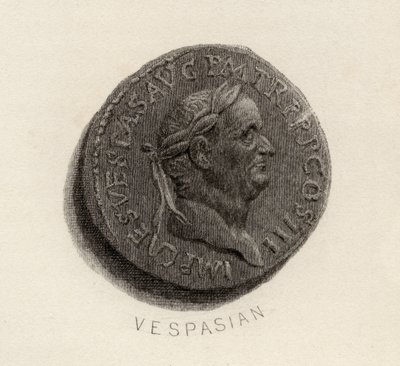 Aureus mønt, fra Vespasians æra, Titus Flavius Vespasianus af English School