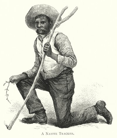 Australien: Ein einheimischer Fährtenleser (Gravur) von English School