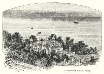 Australien: Government House, Perth (gravering) af English School